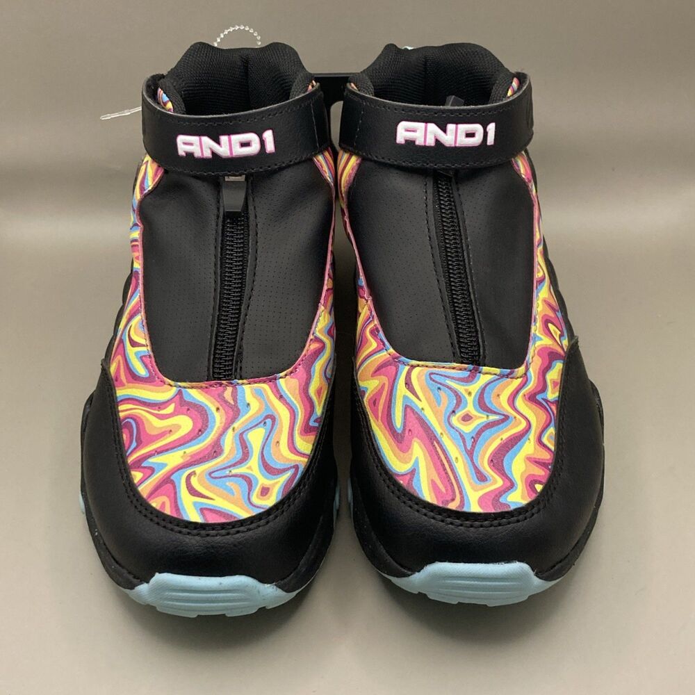 AND1 Little Boys' Shoes Sz 4 Hi-Top Zip Athletic Sneakers color MULTICOLOR NEW - Picture 2 of 6